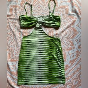 Printed stretch cutout bodycon minidress